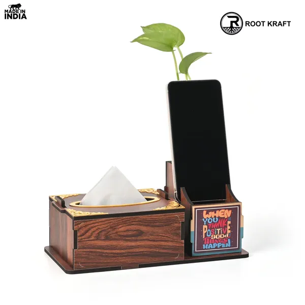 Wooden_Desk_Organizer_With_Tissue_Holder_And_Test_Tube_Planter_Multipurpose_Office_And_Home_Desk_Accessory_Customizable_With_Name_And_Logo