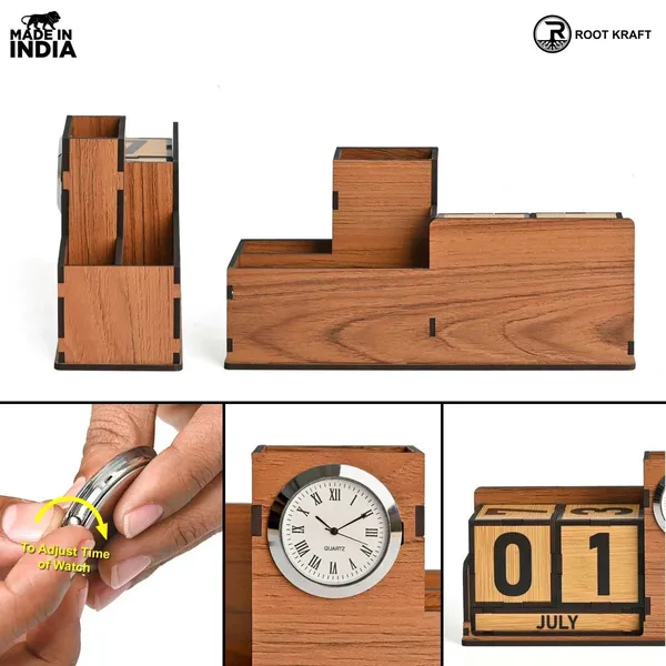 Wooden_Desk_Organizer_With_Lifetime_Calendar_And_Clock_High_Quality_Workspace_Essential_Eco_Friendly
