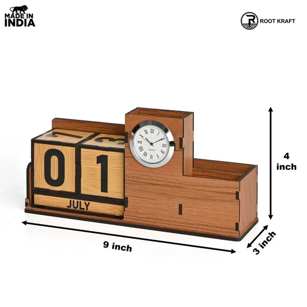 Wooden_Desk_Organizer_With_Lifetime_Calendar_And_Clock_High_Quality_Workspace_Essential_Eco_Friendly