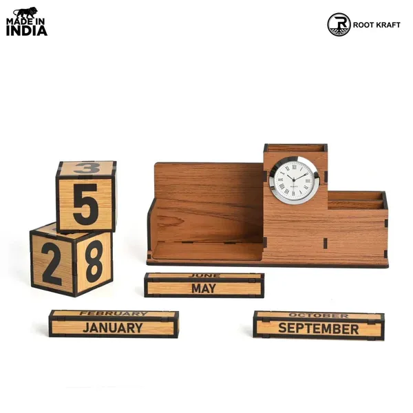 Wooden_Desk_Organizer_With_Lifetime_Calendar_And_Clock_High_Quality_Workspace_Essential_Eco_Friendly