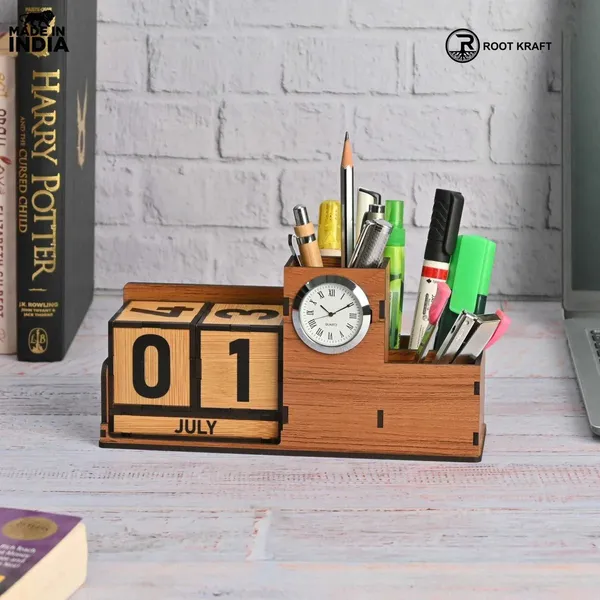 Wooden_Desk_Organizer_With_Lifetime_Calendar_And_Clock_High_Quality_Workspace_Essential_Eco_Friendly