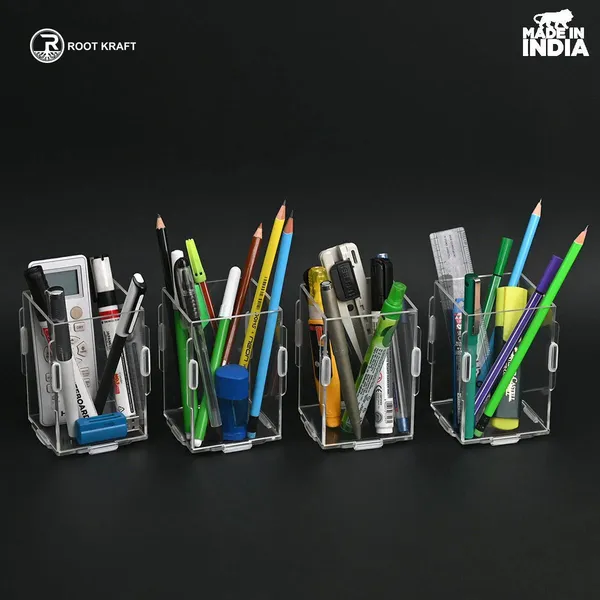 Desk_Organizer_4_Piece_Acrylic_Pen_Holder_Crystal_Clear_Pencil_Holder_Stationery_Organizer