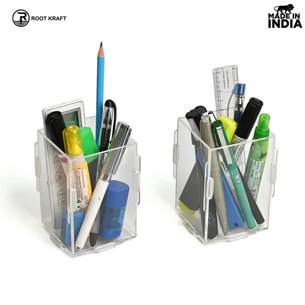 Desk_Organizer_4_Piece_Acrylic_Pen_Holder_Crystal_Clear_Pencil_Holder_Stationery_Organizer