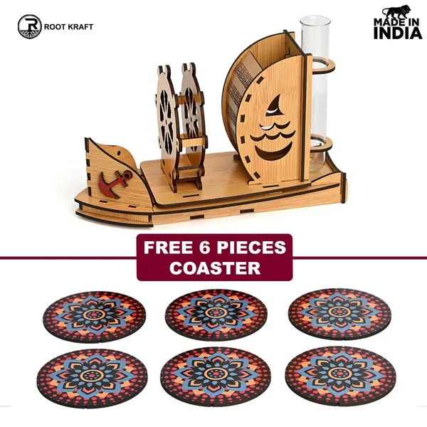 Boat_Shape_Coaster_Stand_With_Set_Of_6_Coaster_Cute_Test_Tube_Planter