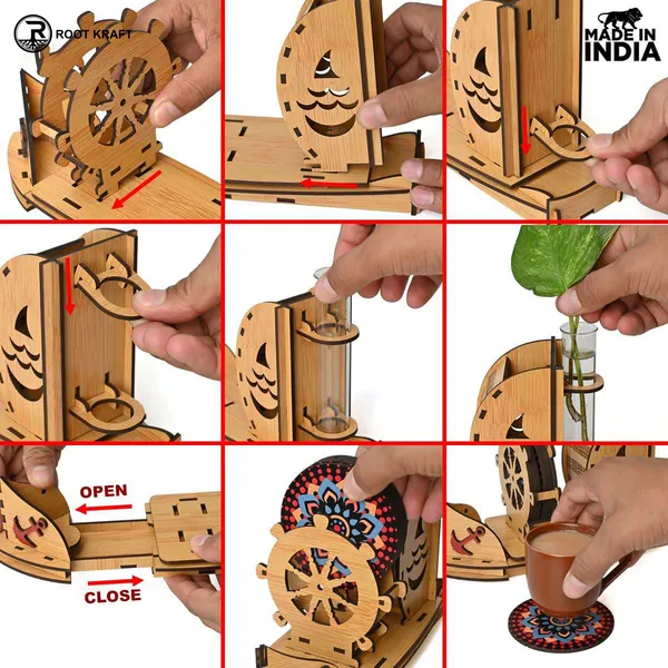 Boat_Shape_Coaster_Stand_With_Set_Of_6_Coaster_Cute_Test_Tube_Planter