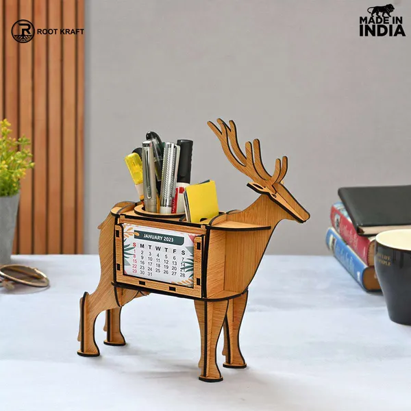 Deer_Showpiece_Desk_Organizer_With_Clock_Calendar_2024_Home_Office_Decor