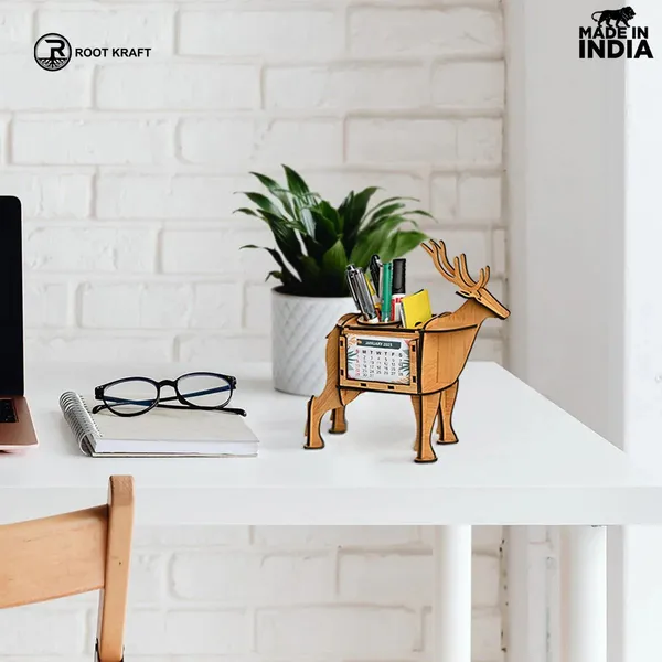 Deer_Showpiece_Desk_Organizer_With_Clock_Calendar_2024_Home_Office_Decor