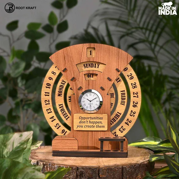 Infinite_Circular_Calendar_With_Pen_Card_Holder_Clock_And_Photo_Frame_Options_Available_Desk_Accessories
