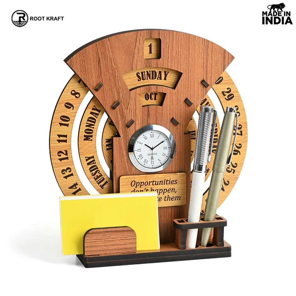 Infinite_Circular_Calendar_With_Pen_Card_Holder_Clock_And_Photo_Frame_Options_Available_Desk_Accessories