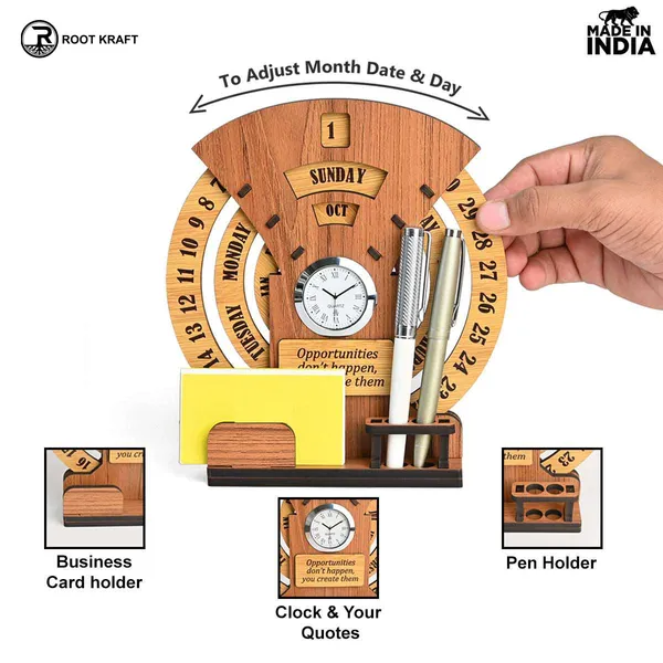 Infinite_Circular_Calendar_With_Pen_Card_Holder_Clock_And_Photo_Frame_Options_Available_Desk_Accessories