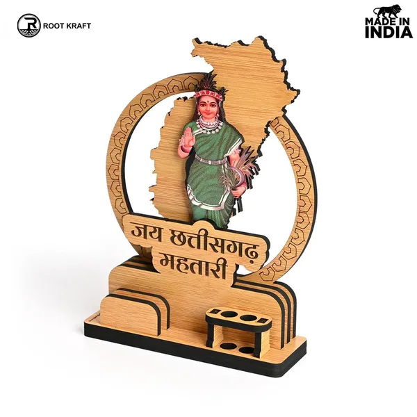 Political_Pen_Stand_And_Card_Holder_Chhattisgarh_Mahtari_Chhattisgarh_Map_Mementos