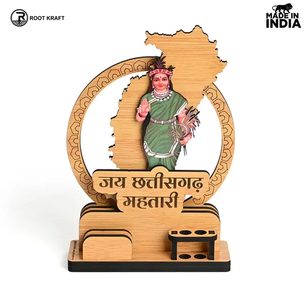 Political_Pen_Stand_And_Card_Holder_Chhattisgarh_Mahtari_Chhattisgarh_Map_Mementos