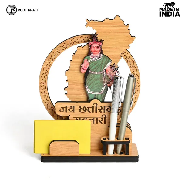 Political_Pen_Stand_And_Card_Holder_Chhattisgarh_Mahtari_Chhattisgarh_Map_Mementos