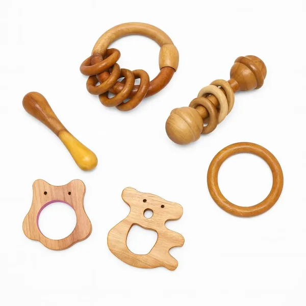 Organic_Neem_Wood_6_Shape_Teether_Combo_For_Baby_1_Ring_1_Dumbbell_2_Rattle_1_Owl_1_Koala_Safe_Natural_Teething_Toys