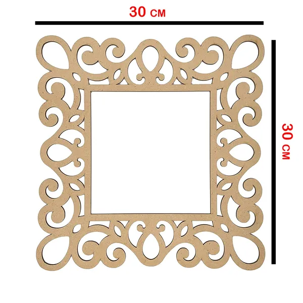 3Mm_2Pc_Hard_Unfinished_Wood_Mdf_Square_Mirror_Photo_Frame_Cutout_For_Craft_Diy_Projects_Art_Class_Home_Decoration_Embellishment