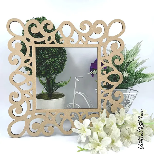 3Mm_2Pc_Hard_Unfinished_Wood_Mdf_Square_Mirror_Photo_Frame_Cutout_For_Craft_Diy_Projects_Art_Class_Home_Decoration_Embellishment