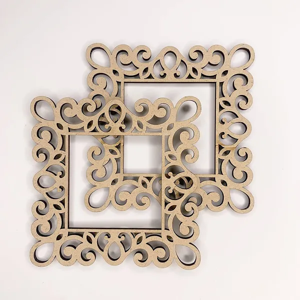 3Mm_2Pc_Hard_Unfinished_Wood_Mdf_Square_Mirror_Photo_Frame_Cutout_For_Craft_Diy_Projects_Art_Class_Home_Decoration_Embellishment