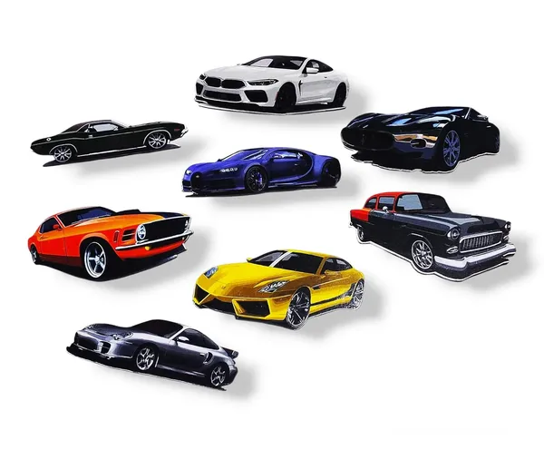 Car_Theme_Wooden_Fridge_Magnets_Set_Of_8_2Mm_Thickness