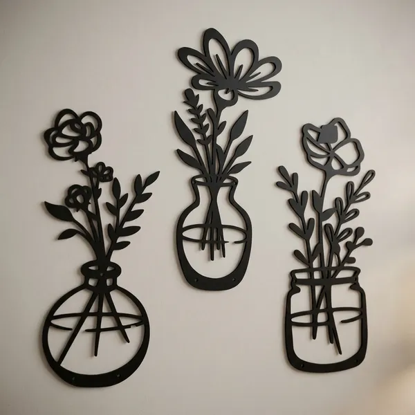 Root_Kraft_3_Pieces_Black_Wooden_Flowers_Wall_Decor_Design_2