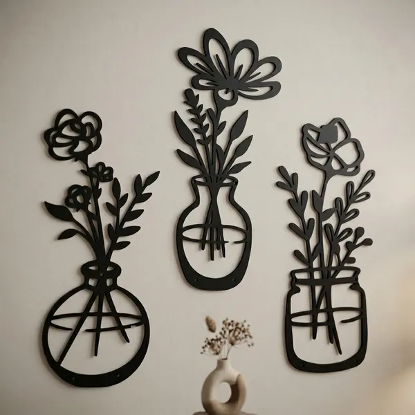 Root_Kraft_3_Pieces_Black_Wooden_Flowers_Wall_Decor_Design_2