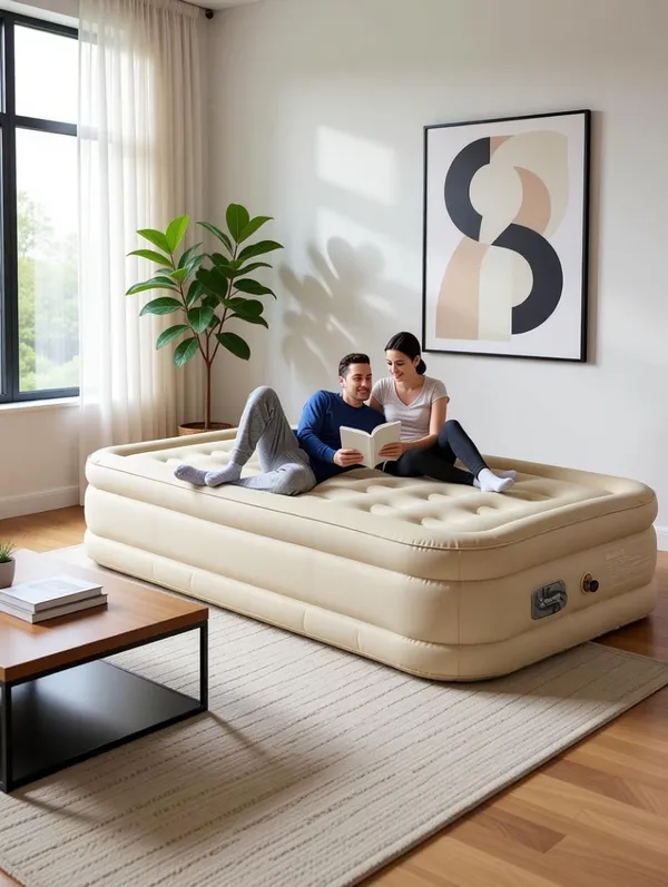 4_Seater_Inflatable_Sofa_Cum_Bed_Cream_White