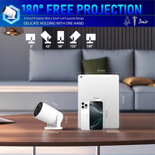 HY300PRO+_Mini_Android_Projector_4K_Support_720P_4500_lm