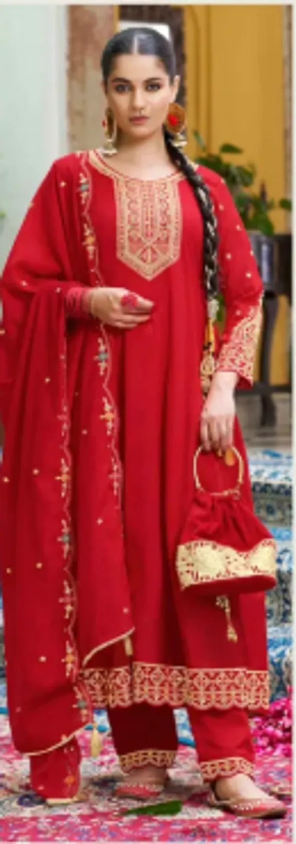 Red_Cotton_Premium_Kurta_Set_For_Women