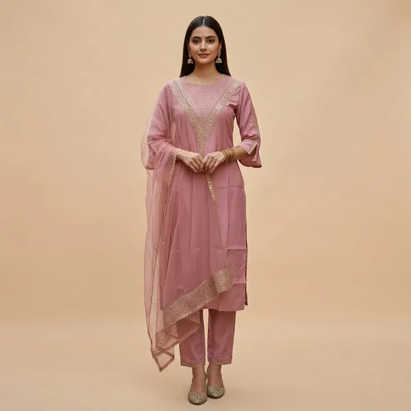 Pink_Cotton_Premium_Kurta_Set_For_Women
