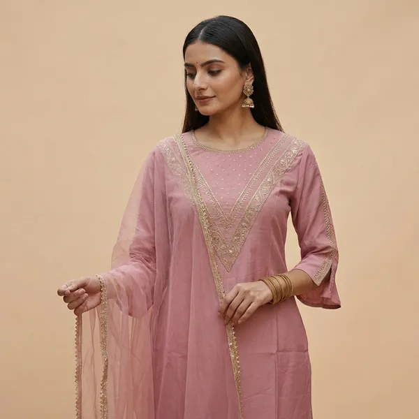 Pink_Cotton_Premium_Kurta_Set_For_Women