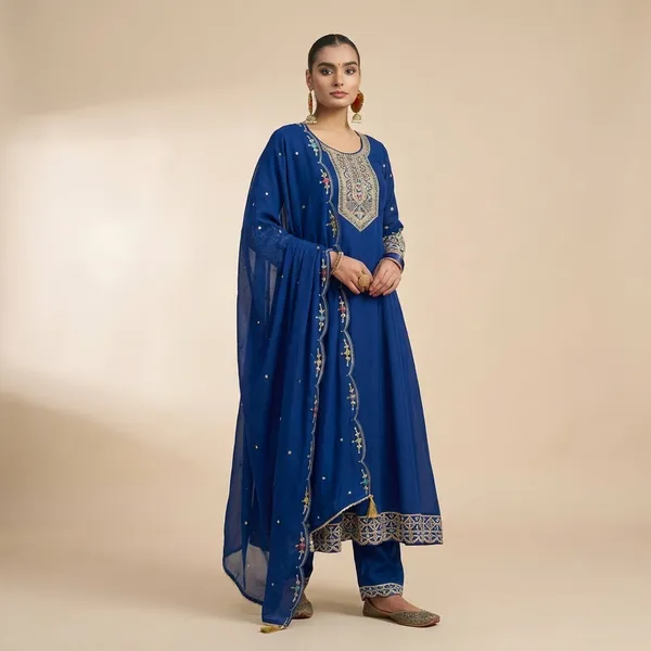 Blue_Cotton_Premium_Kurta_Set_For_Women