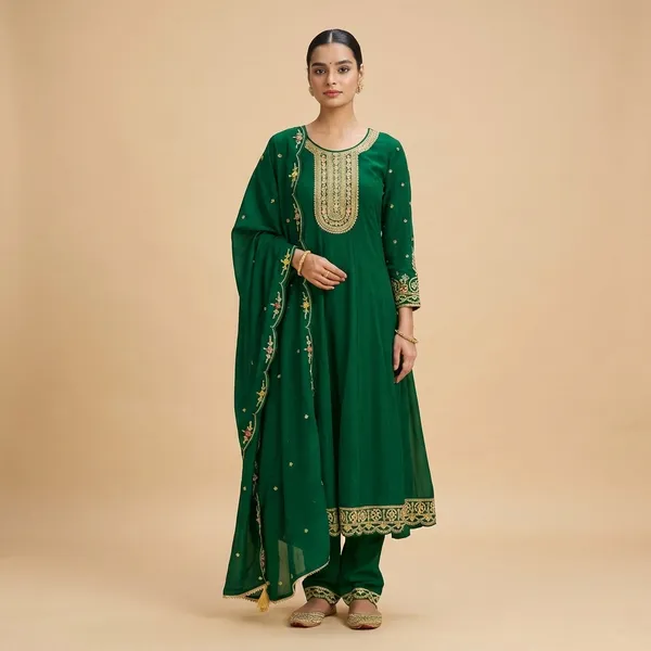 Green_Cotton_Premium_Kurta_Set_For_Women