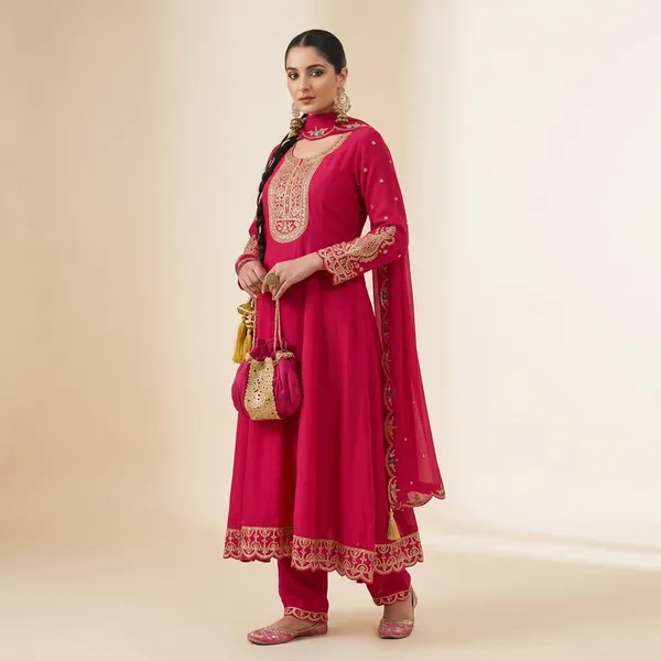 Pink_Cotton_Premium_Kurta_Set_For_Women