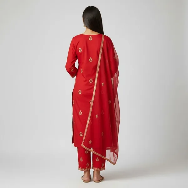 Red_Cotton_Premium_Kurta_Set_For_Women