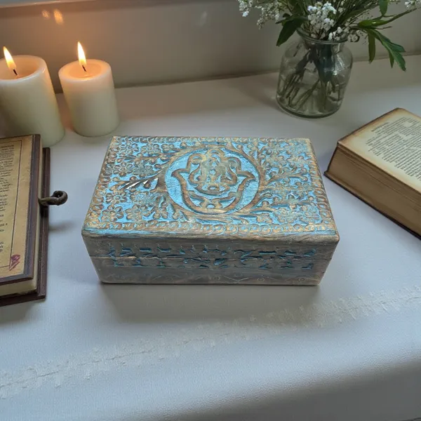 Blue_Wooden_Protection_Magic_Box_Hamsa_Symbol_Engraved
