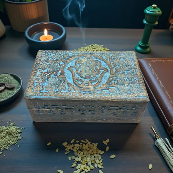 Blue_Wooden_Protection_Magic_Box_Hamsa_Symbol_Engraved