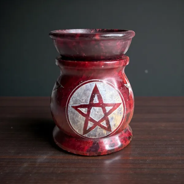 Soapstone_Oil_Burner_Pentacle_Design