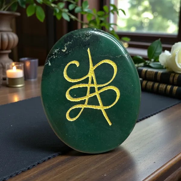 Zibu_Symbol_Palm_Stone_Money_Magnet_Symbol_Engraved_On_Green_Aventurine