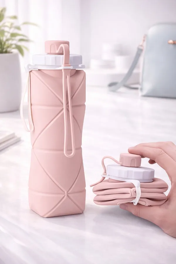 Pink_Collapsible_Silicone_Water_Bottle