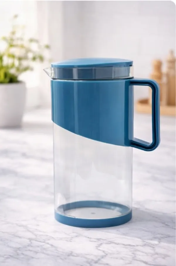 Blue_Glass_Water_Pitcher_With_Lid_And_Handle