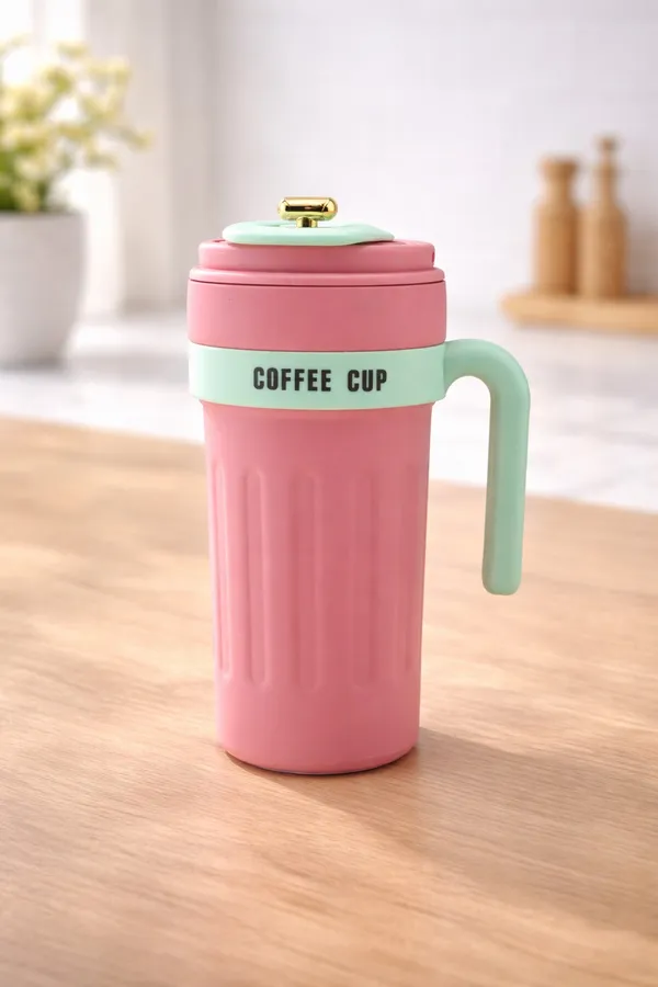 Pink_And_Green_Insulated_Coffee_Mug_With_Flip_Lid_And_Handle