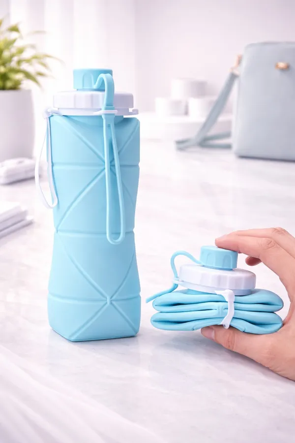Light_Blue_Collapsible_Silicone_Portable_Foldable_Sports_Bottle_With_Straw