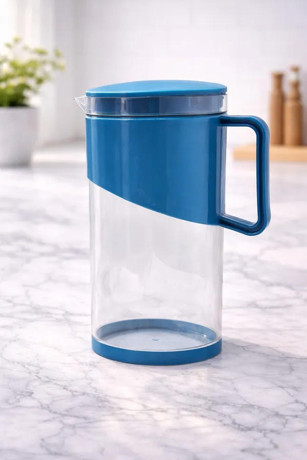 Blue_Glass_Water_Pitcher_With_Lid_And_Handle
