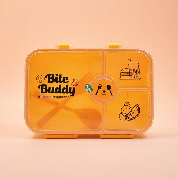 Yellow_4_Compartment_Food_Container_Lunch_Box_With_Fork_And_Spoon