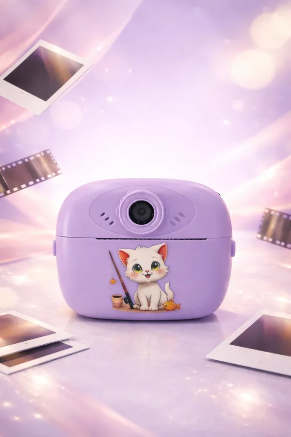 Purple_Instant_Print_Kids_Camera_With_Cute_Cat_Design