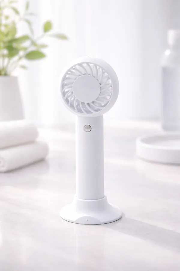 White_Portable_Handheld_Mini_Usb_Rechargeable_Fan_With_Stand