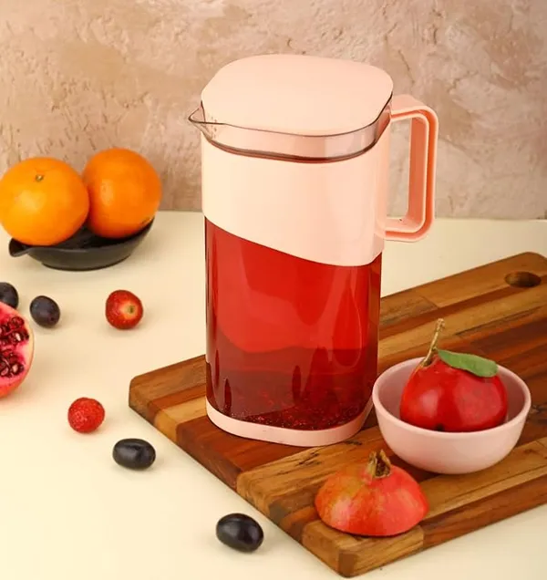 Red_And_Cream_Plastic_Water_Jug_With_Lid_And_Handle