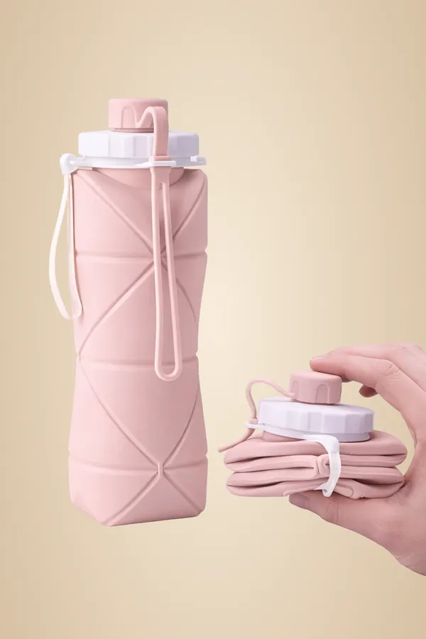 Pink_Collapsible_Silicone_Water_Bottle