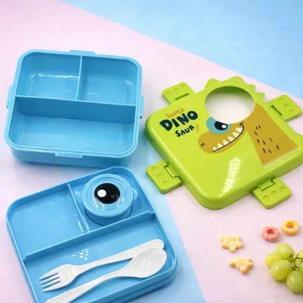 Green_Cute_Dinosaur_Design_Kids_Lunch_Box_With_Compartments