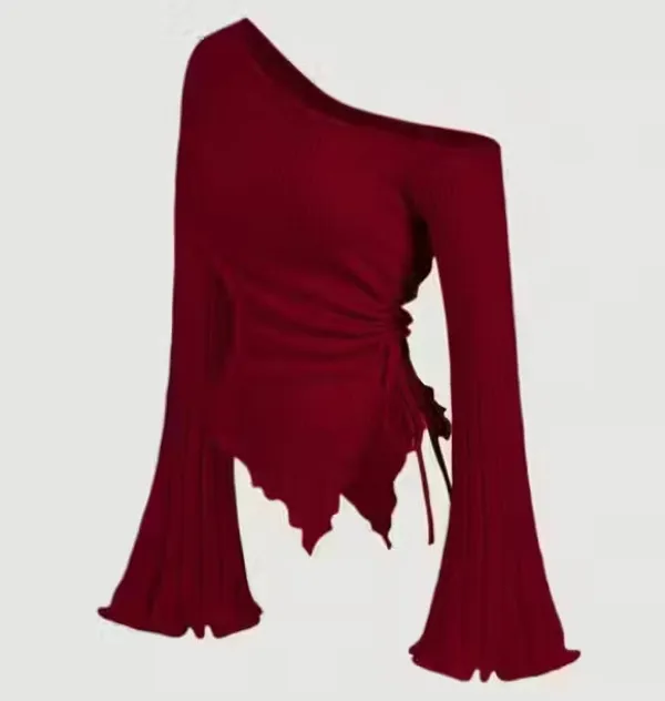 Maroon_Cotton_Blend_Party_Self_Design_Top_For_Women