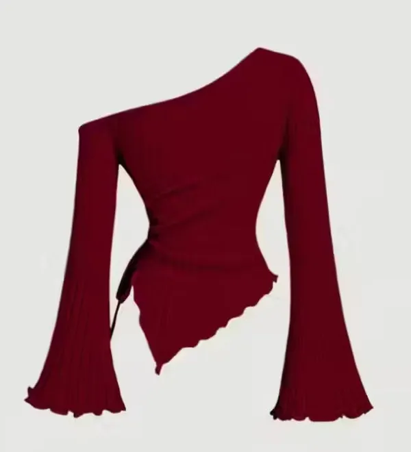 Maroon_Cotton_Blend_Party_Self_Design_Top_For_Women